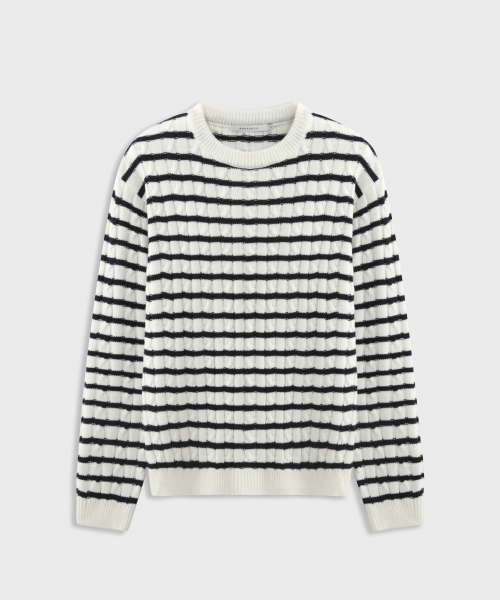 ASHOUR(アッシュアワー)の「Cable Stripe Knit Ecru(ニット/セーター・メンズ・その他・MEDIUM/LARGE)」の1枚目の写真