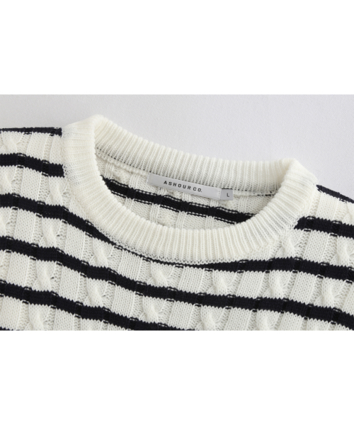 ASHOUR(アッシュアワー)の「Cable Stripe Knit Ecru(ニット/セーター・メンズ・その他・MEDIUM/LARGE)」の3枚目の写真