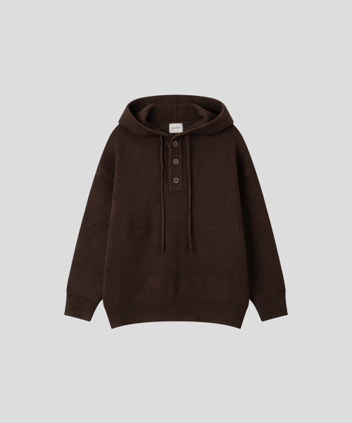 BLACK MOMENT（ブラックモーメント）の「ソフトタッチヘンリーネックフードニット[ブラウン]（ニット/セーター・メンズ・ブラウン・MEDIUM/LARGE）」の2枚目の写真