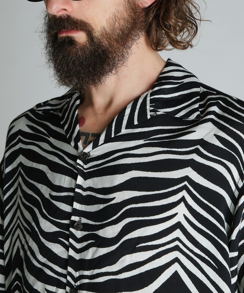 Schott（ショット）の「Schott/ショット/ZEBRA RAYON SHIRT/ゼブラ レーヨンシャツ（シャツ/ブラウス・メンズ・オフホワイト・M/L/XL/2XL）」の4枚目の写真