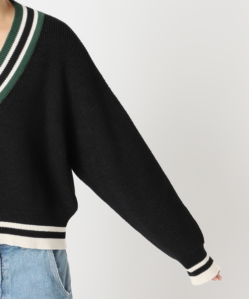 journal standard L'essage（ジャーナルスタンダードレサージュ）の「リネンラインVネックプルオーバー（ニット/セーター・レディース・アイボリー/ブラック・FREE）」の17枚目の写真