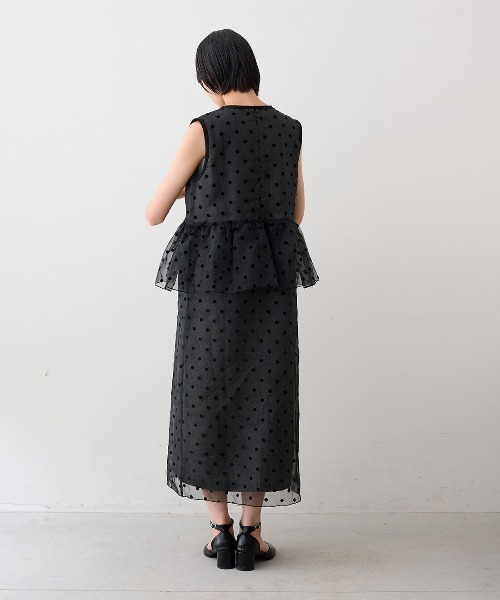 MEDE19F(メデジュウキュウ)の「MEDE19F ドットオーガンジー×ツイードレイヤードドレス〈ブラック〉(ドレス・レディース・ブラック・M/LL/L)」の5枚目の写真