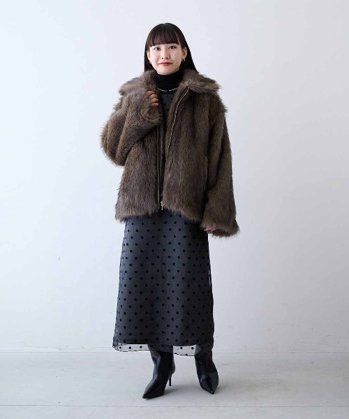 MEDE19F(メデジュウキュウ)の「MEDE19F ドットオーガンジー×ツイードレイヤードドレス〈ブラック〉(ドレス・レディース・ブラック・M/LL/L)」の6枚目の写真
