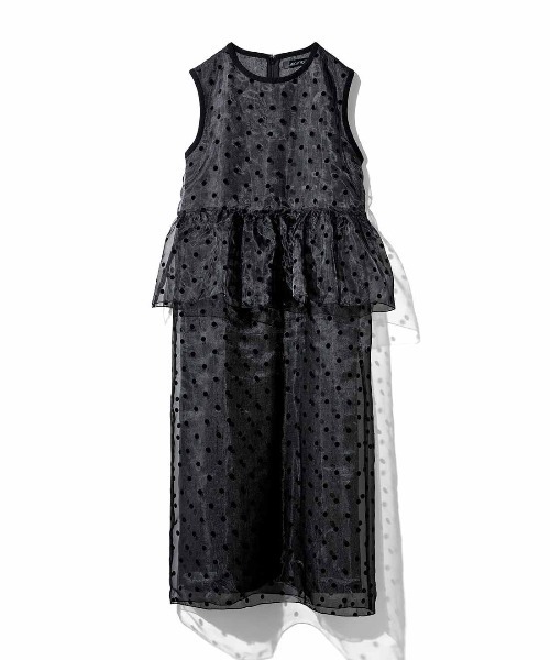 MEDE19F(メデジュウキュウ)の「MEDE19F ドットオーガンジー×ツイードレイヤードドレス〈ブラック〉(ドレス・レディース・ブラック・M/LL/L)」の13枚目の写真