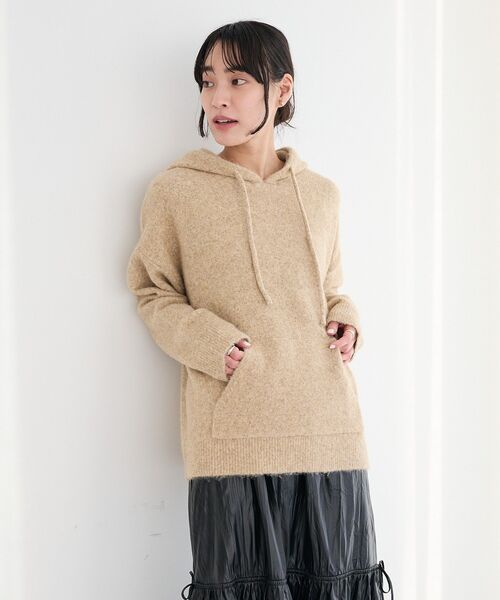 CRAFT STANDARD BOUTIQUE（クラフトスタンダードブティック）の「起毛ニットフーディ（ニット/セーター・レディース・グレー/ベージュ・FREE）」の13枚目の写真