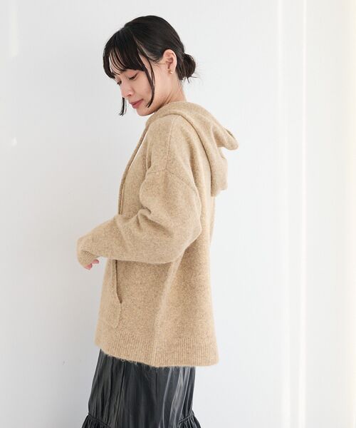 CRAFT STANDARD BOUTIQUE（クラフトスタンダードブティック）の「起毛ニットフーディ（ニット/セーター・レディース・グレー/ベージュ・FREE）」の15枚目の写真