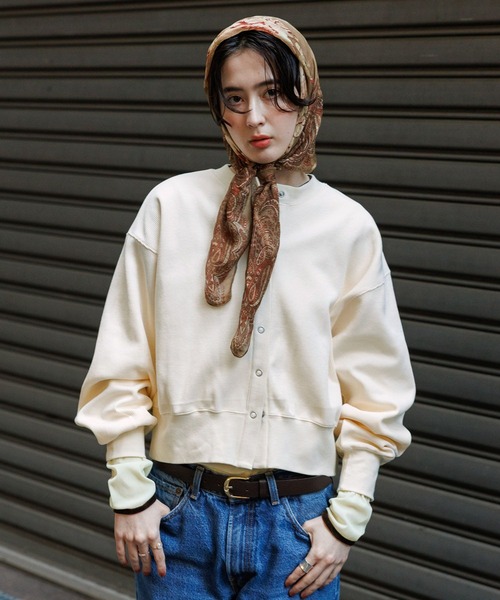 GEORGE'S（ジョージズ）の「サカリバカーディガン（カーディガン/ボレロ・レディース・チャコールグレー/グレー/レッド/オフホワイト・FREE）」の2枚目の写真