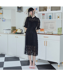 ブラックフラワーシースルードレス