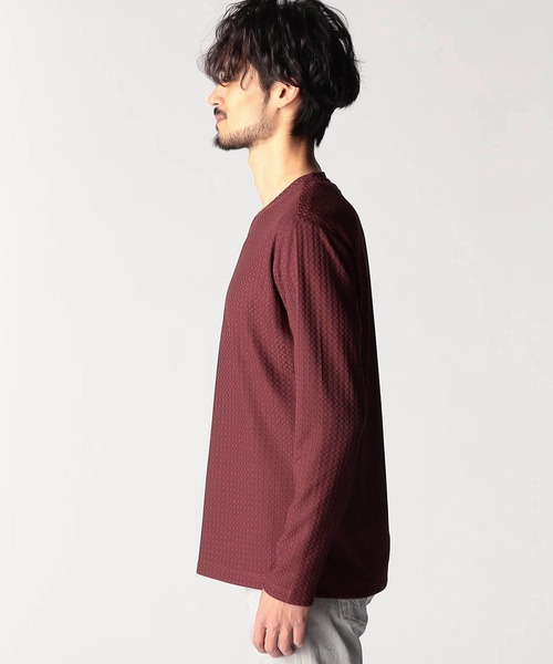 NICOLE CLUB FOR MEN（ニコルクラブフォーメン）の「リンクスジャカード　Vネックカットソー（Tシャツ/カットソー・メンズ・オフホワイト/ブラック/ネイビー/ボルドー・X-LARGE/LARGE/MEDIUM）」の10枚目の写真