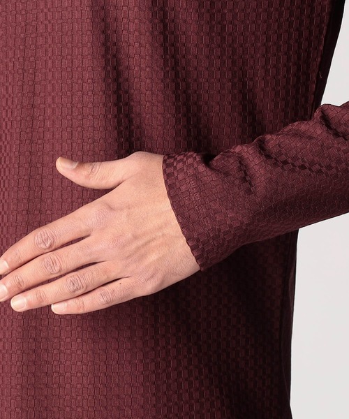 NICOLE CLUB FOR MEN（ニコルクラブフォーメン）の「リンクスジャカード　Vネックカットソー（Tシャツ/カットソー・メンズ・オフホワイト/ブラック/ネイビー/ボルドー・X-LARGE/LARGE/MEDIUM）」の12枚目の写真