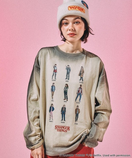 STRANGER THINGS コラボ スプレーアソートロングTシャツ Mサイズ STRANGER THINGS】コラボ スプレーアソートロングTシャツ（Tシャツ