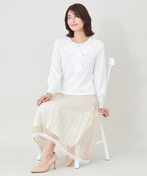 TO BE CHIC(トゥー ビー シック)の「フロントラッフルフリル ニット(ニット/セーター・レディース・ブラック/オフホワイト/ピンク系その他2・40)」の13枚目の写真