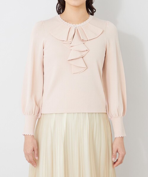 TO BE CHIC(トゥー ビー シック)の「フロントラッフルフリル ニット(ニット/セーター・レディース・ブラック/オフホワイト/ピンク系その他2・40)」の9枚目の写真
