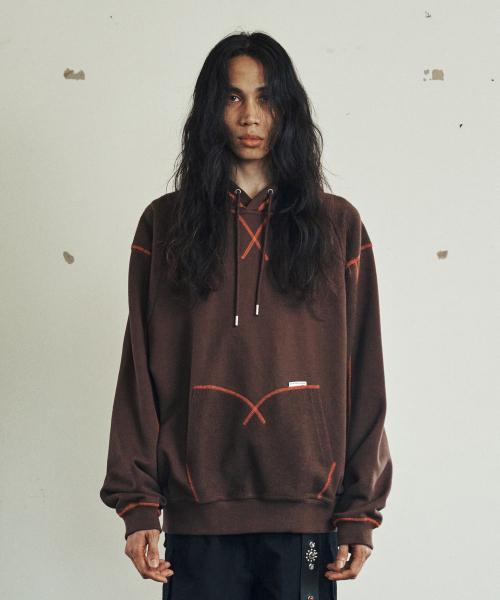 セール】CUT-OFF HOODIE BROWN（パーカー）｜THEVINYLHOUSE