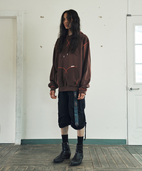 セール】CUT-OFF HOODIE BROWN（パーカー）｜THEVINYLHOUSE