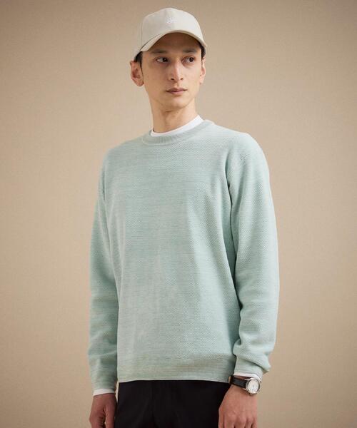 TAKEO KIKUCHI（タケオキクチ）の「【洗える】カラースプリングニット（ニット/セーター・メンズ・グリーン系/ブルー/ライトグレー/オレンジ・04/03/02）」の2枚目の写真