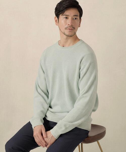 TAKEO KIKUCHI（タケオキクチ）の「【洗える】カラースプリングニット（ニット/セーター・メンズ・グリーン系/ブルー/ライトグレー/オレンジ・04/03/02）」の9枚目の写真