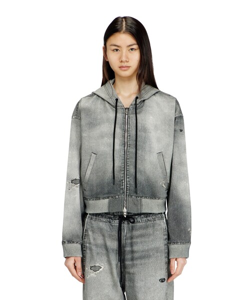 DIESEL（ディーゼル）の「ウィメンズ ジョグ ジップアップパーカー DE-GIRI-CROP JOGG（パーカー・レディース・ブラック系その他・X-SMALL/XX-SMALL/SMALL/MEDIUM/LARGE）」の3枚目の写真