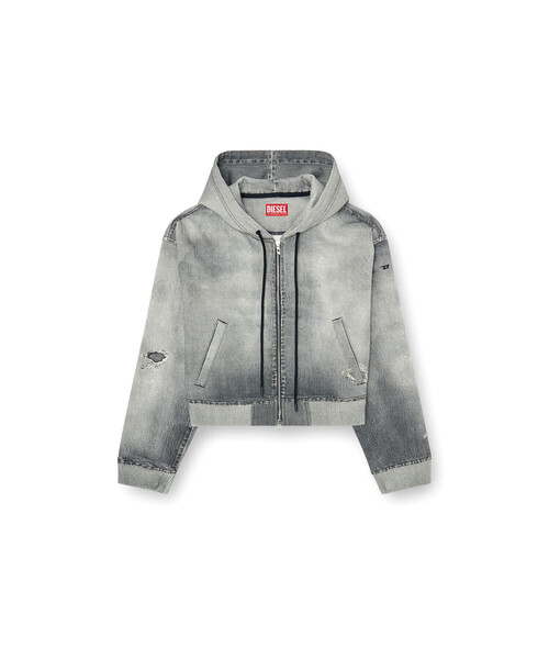 DIESEL（ディーゼル）の「ウィメンズ ジョグ ジップアップパーカー DE-GIRI-CROP JOGG（パーカー・レディース・ブラック系その他・X-SMALL/XX-SMALL/SMALL/MEDIUM/LARGE）」の2枚目の写真