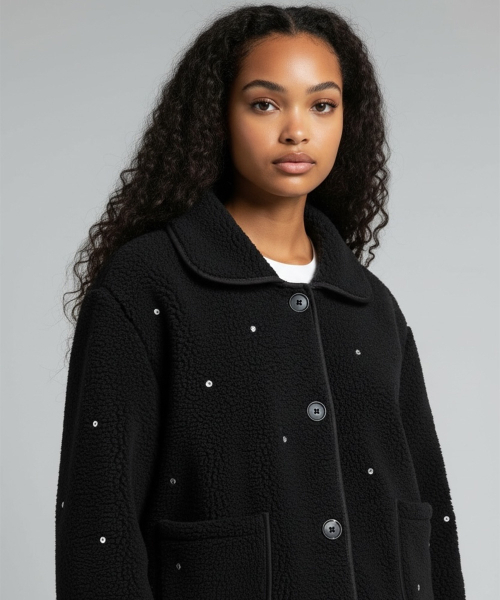 BORN SLIPPY(ボーンスリッピー)の「Soft Crystal Stud Fleece Jacket (Black)(その他アウター・レディース・その他・FREE)」の1枚目の写真
