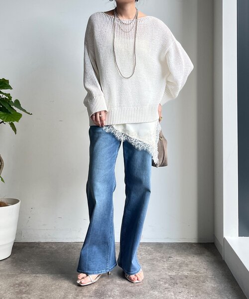 DouDou（ドゥドゥ）の「コットンローゲージプルオーバー（ニット/セーター・レディース・ブルー系その他/ベージュ/ピンク/ホワイト・FREE）」の5枚目の写真