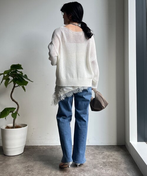 DouDou（ドゥドゥ）の「コットンローゲージプルオーバー（ニット/セーター・レディース・ブルー系その他/ベージュ/ピンク/ホワイト・FREE）」の6枚目の写真