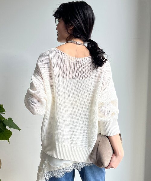 DouDou（ドゥドゥ）の「コットンローゲージプルオーバー（ニット/セーター・レディース・ブルー系その他/ベージュ/ピンク/ホワイト・FREE）」の10枚目の写真