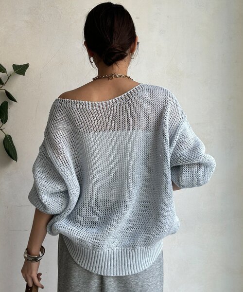 DouDou（ドゥドゥ）の「【新色追加！】コットンローゲージプルオーバー（ニット/セーター・レディース・ブルー系その他/ベージュ/ピンク/ホワイト/ベビーピンク・FREE）」の6枚目の写真