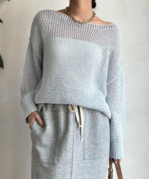 DouDou（ドゥドゥ）の「【新色追加！】コットンローゲージプルオーバー（ニット/セーター・レディース・ブルー系その他/ベージュ/ピンク/ホワイト/ベビーピンク・FREE）」の7枚目の写真