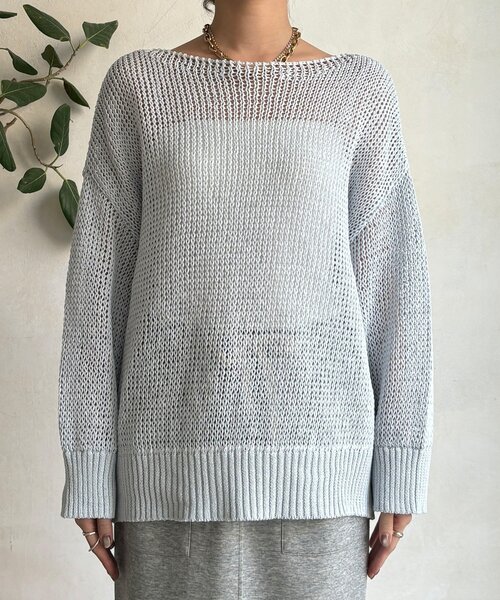 DouDou（ドゥドゥ）の「【新色追加！】コットンローゲージプルオーバー（ニット/セーター・レディース・ブルー系その他/ベージュ/ピンク/ホワイト/ベビーピンク・FREE）」の8枚目の写真