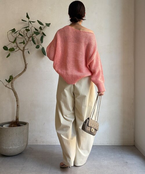 DouDou（ドゥドゥ）の「【新色追加！】コットンローゲージプルオーバー（ニット/セーター・レディース・ブルー系その他/ベージュ/ピンク/ホワイト/ベビーピンク・FREE）」の21枚目の写真