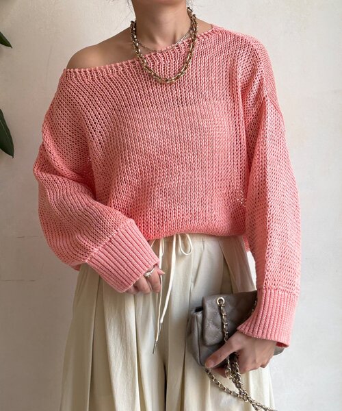 DouDou（ドゥドゥ）の「【新色追加！】コットンローゲージプルオーバー（ニット/セーター・レディース・ブルー系その他/ベージュ/ピンク/ホワイト/ベビーピンク・FREE）」の22枚目の写真