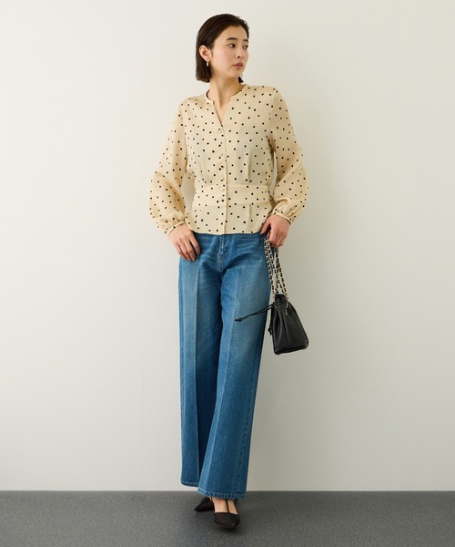 ROPE'（ロペ）の「ドットプリントペプラムブラウス/イージーケア（シャツ/ブラウス・レディース・ネイビー/ベージュ・38）」の9枚目の写真