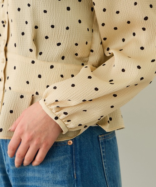 ROPE'（ロペ）の「ドットプリントペプラムブラウス/イージーケア（シャツ/ブラウス・レディース・ネイビー/ベージュ・38）」の16枚目の写真