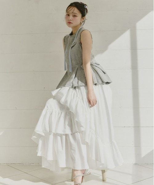 Olu.（オルドット）の「ランダムフレアスカート（スカート・レディース・ベージュ/ホワイト/ブラック・0/1）」の6枚目の写真