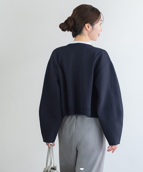 coca(coca)(コカ)の「ニットブルゾン | セレモニー オフィス ママスーツ 卒業式(ブルゾン・レディース・ネイビー/ベージュ・M/L)」の7枚目の写真