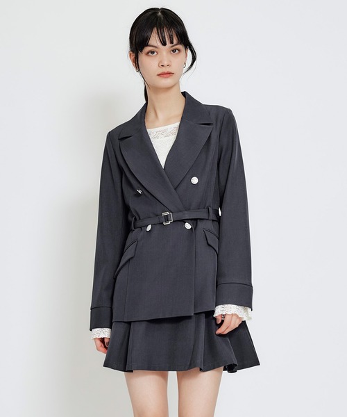 REDYAZEL（レディアゼル）の「【セットアップ可能】ワイドカラーミドルダブルジャケット（テーラードジャケット・レディース・ブラウン系その他/ネイビー/ベージュ・MEDIUM/SMALL）」の4枚目の写真