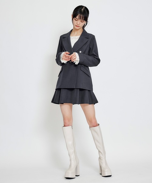 REDYAZEL（レディアゼル）の「【セットアップ可能】ワイドカラーミドルダブルジャケット（テーラードジャケット・レディース・ブラウン系その他/ネイビー/ベージュ・MEDIUM/SMALL）」の6枚目の写真