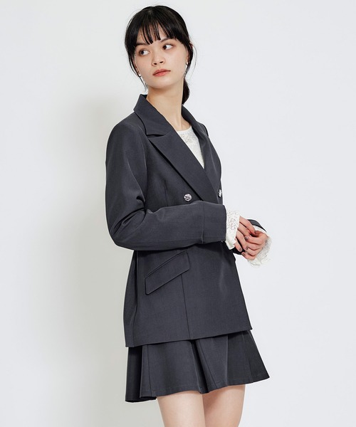 REDYAZEL（レディアゼル）の「【セットアップ可能】ワイドカラーミドルダブルジャケット（テーラードジャケット・レディース・ブラウン系その他/ネイビー/ベージュ・MEDIUM/SMALL）」の7枚目の写真