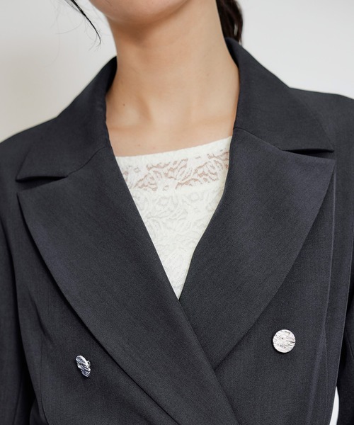 REDYAZEL（レディアゼル）の「【セットアップ可能】ワイドカラーミドルダブルジャケット（テーラードジャケット・レディース・ブラウン系その他/ネイビー/ベージュ・MEDIUM/SMALL）」の10枚目の写真