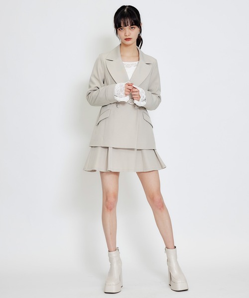 REDYAZEL（レディアゼル）の「【セットアップ可能】ワイドカラーミドルダブルジャケット（テーラードジャケット・レディース・ブラウン系その他/ネイビー/ベージュ・MEDIUM/SMALL）」の15枚目の写真