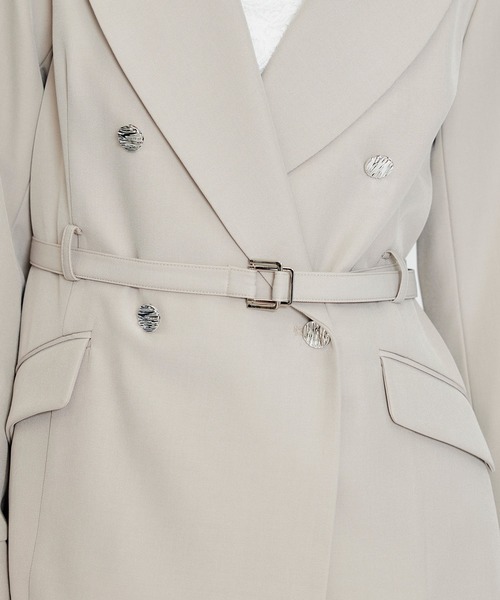 REDYAZEL（レディアゼル）の「【セットアップ可能】ワイドカラーミドルダブルジャケット（テーラードジャケット・レディース・ブラウン系その他/ネイビー/ベージュ・MEDIUM/SMALL）」の19枚目の写真