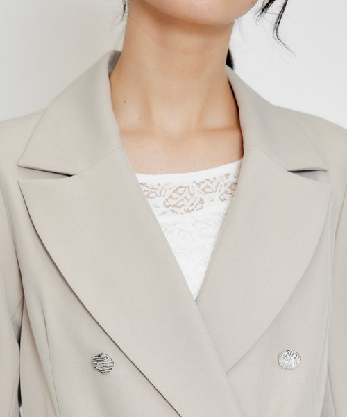 REDYAZEL（レディアゼル）の「【セットアップ可能】ワイドカラーミドルダブルジャケット（テーラードジャケット・レディース・ブラウン系その他/ネイビー/ベージュ・MEDIUM/SMALL）」の20枚目の写真