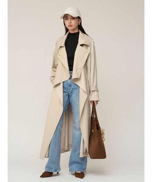 SNIDEL（スナイデル）の「Sustainableストールグロストレンチ（トレンチコート・レディース・ベージュ/アイボリー/カーキ・F）」の22枚目の写真