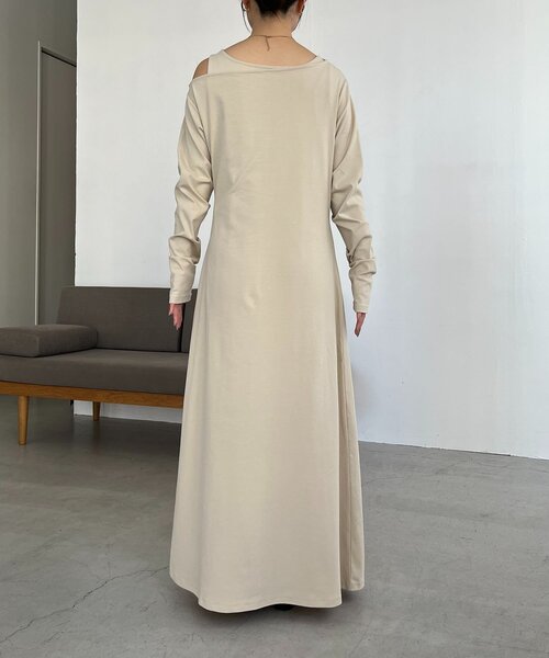 CAPRICIEUX LE'MAGE（カプリシューレマージュ）の「【低身長サイズあり】タンクSETドレープワンピース（ワンピース・レディース・グレイッシュベージュ/ブラック・PS/FREE）」の4枚目の写真