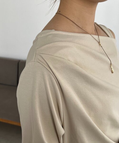 CAPRICIEUX LE'MAGE（カプリシューレマージュ）の「【低身長サイズあり】タンクSETドレープワンピース（ワンピース・レディース・グレイッシュベージュ/ブラック・PS/FREE）」の7枚目の写真