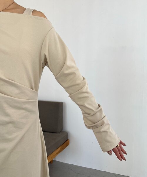 CAPRICIEUX LE'MAGE（カプリシューレマージュ）の「【低身長サイズあり】タンクSETドレープワンピース（ワンピース・レディース・グレイッシュベージュ/ブラック・PS/FREE）」の8枚目の写真