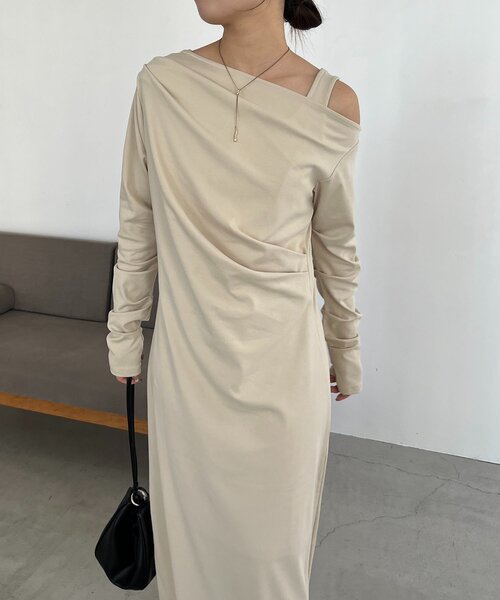 CAPRICIEUX LE'MAGE（カプリシューレマージュ）の「【低身長サイズあり】タンクSETドレープワンピース（ワンピース・レディース・グレイッシュベージュ/ブラック・PS/FREE）」の13枚目の写真