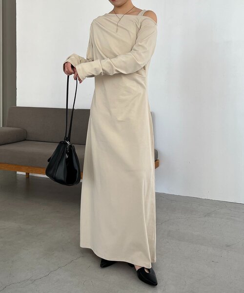 CAPRICIEUX LE'MAGE（カプリシューレマージュ）の「【低身長サイズあり】タンクSETドレープワンピース（ワンピース・レディース・グレイッシュベージュ/ブラック・PS/FREE）」の14枚目の写真