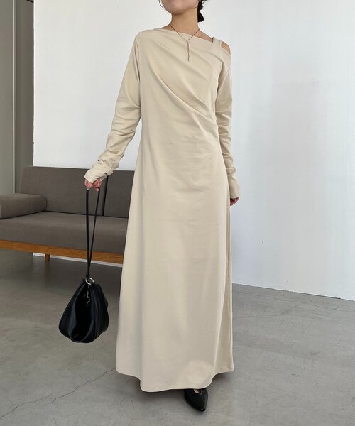 CAPRICIEUX LE'MAGE（カプリシューレマージュ）の「【低身長サイズあり】タンクSETドレープワンピース（ワンピース・レディース・グレイッシュベージュ/ブラック・PS/FREE）」の15枚目の写真